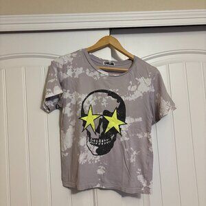 CHRLDR Cheerleader Tie Dye T Shirt XS Xtra Small Skull Graphic Star Eyes Purple